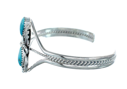 Native American Genuine Sterling Silver Turquoise Stone Cuff Bracelet JX128806